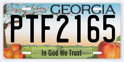 GA license plate PTF2165