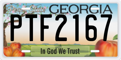 GA license plate PTF2167