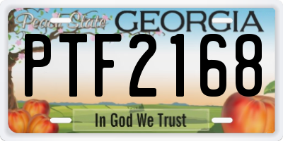 GA license plate PTF2168