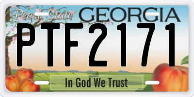 GA license plate PTF2171