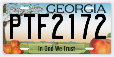 GA license plate PTF2172