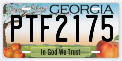 GA license plate PTF2175