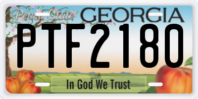 GA license plate PTF2180