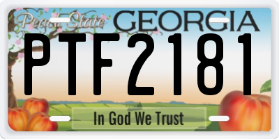 GA license plate PTF2181