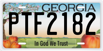 GA license plate PTF2182