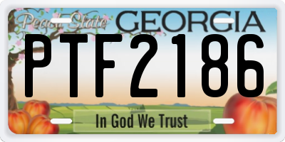 GA license plate PTF2186