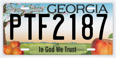 GA license plate PTF2187
