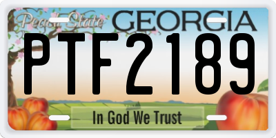 GA license plate PTF2189