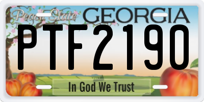 GA license plate PTF2190