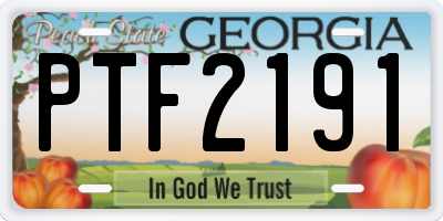 GA license plate PTF2191