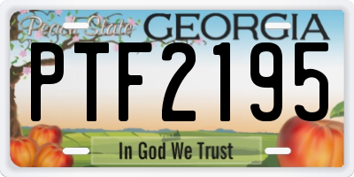GA license plate PTF2195