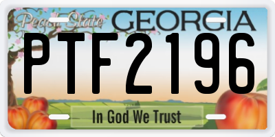 GA license plate PTF2196
