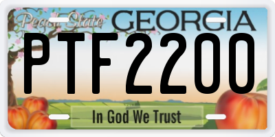 GA license plate PTF2200