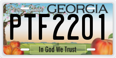 GA license plate PTF2201