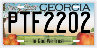 GA license plate PTF2202