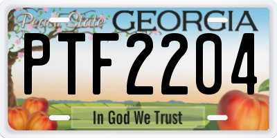 GA license plate PTF2204