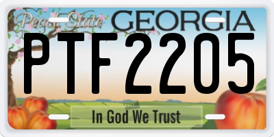 GA license plate PTF2205
