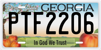 GA license plate PTF2206