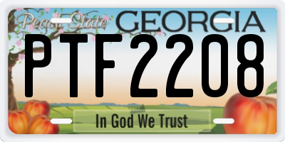 GA license plate PTF2208