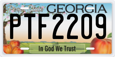 GA license plate PTF2209