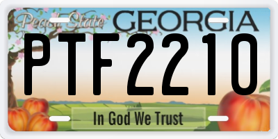 GA license plate PTF2210