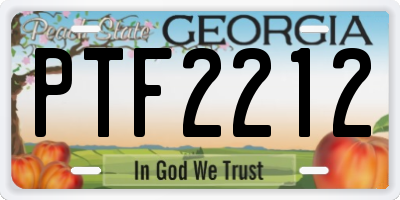 GA license plate PTF2212