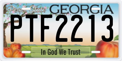 GA license plate PTF2213