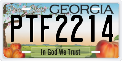 GA license plate PTF2214