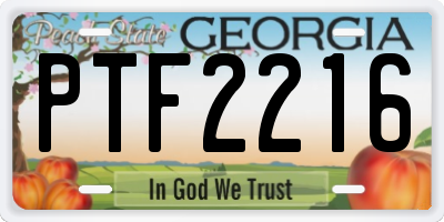 GA license plate PTF2216