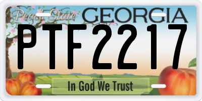 GA license plate PTF2217