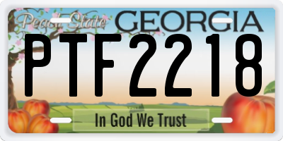 GA license plate PTF2218