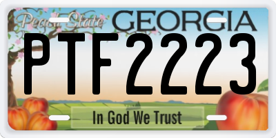 GA license plate PTF2223
