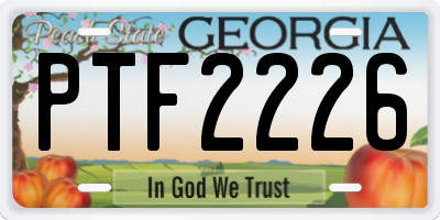 GA license plate PTF2226