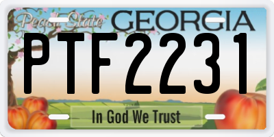 GA license plate PTF2231