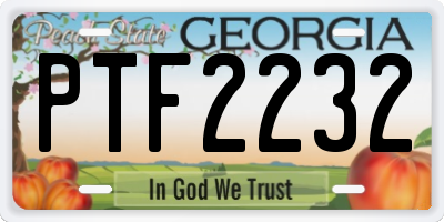 GA license plate PTF2232