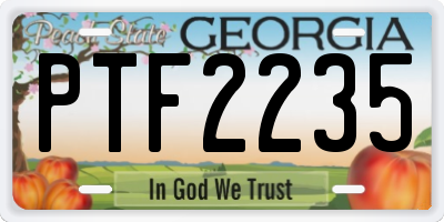 GA license plate PTF2235