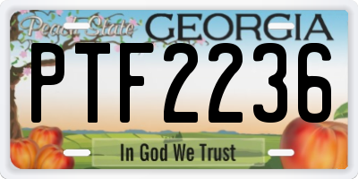GA license plate PTF2236