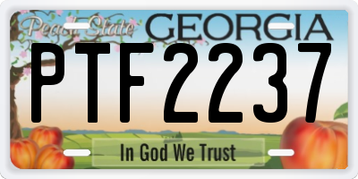 GA license plate PTF2237