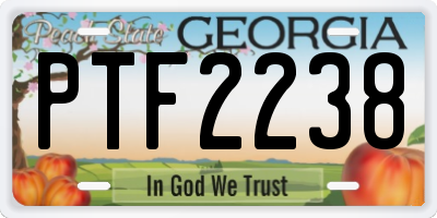 GA license plate PTF2238