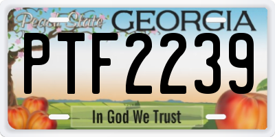GA license plate PTF2239