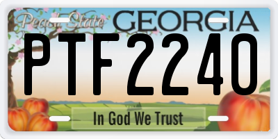 GA license plate PTF2240