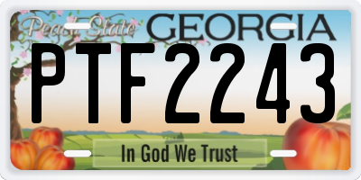 GA license plate PTF2243
