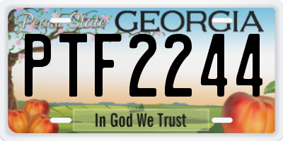 GA license plate PTF2244