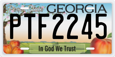 GA license plate PTF2245