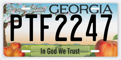 GA license plate PTF2247