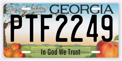 GA license plate PTF2249