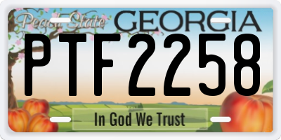 GA license plate PTF2258