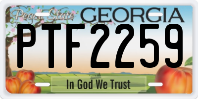 GA license plate PTF2259