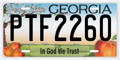 GA license plate PTF2260
