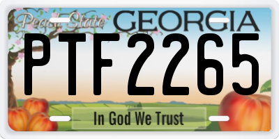 GA license plate PTF2265